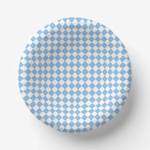 Bols En Carton Motif diamant à carreaux bleus et blancs