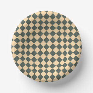 Bols En Carton Motif diamant à carreaux jaune vert