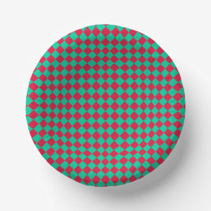 Bols En Carton Motif diamant à carreaux rouge et vert