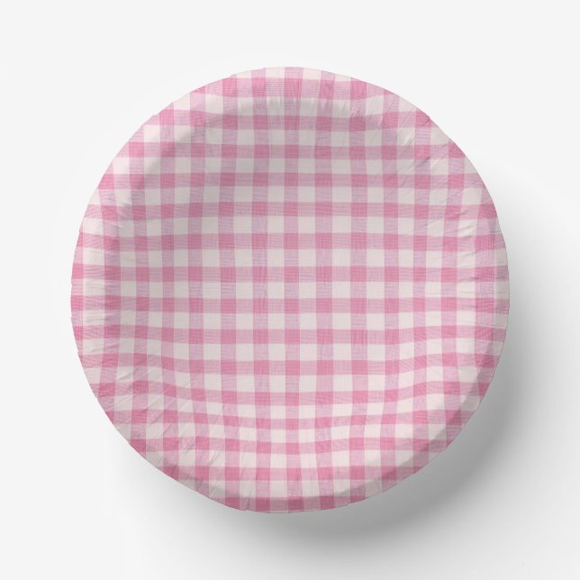 Bols En Carton Motif Gingham Rose Bébé (Recto)