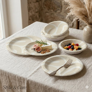 Bols En Carton Motif organique simple crème beige