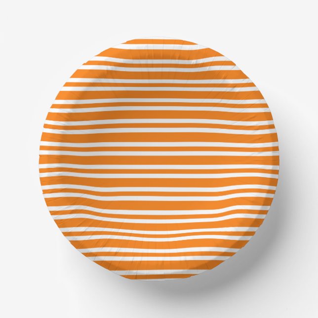 Bols En Carton Motif rayures blanches orange (Recto)