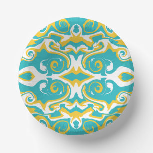 Bols En Carton Motif torride en Turquoise et Jaune