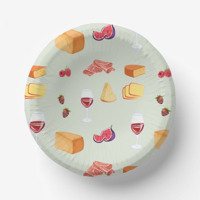 Bols En Carton Motif Vin et Fromage (Recto)