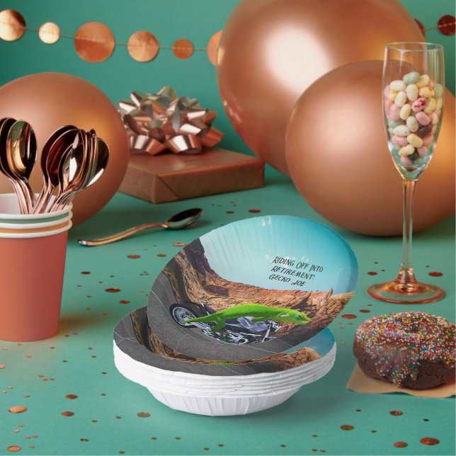 Bols En Carton Moto Gecko Personnalisée Pour La Retraite (Multi)