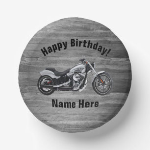 Bols En Carton Moto Joyeux anniversaire Personnalisé Nom Cool 