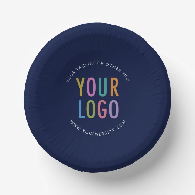 Bols En Carton Navy Blue Paper Bowls Custom Company Logo Printed (Recto)