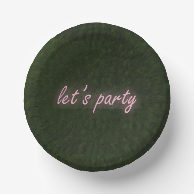 Bols En Carton Neon Pink Artificial Grass Party (Recto)