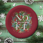 Bols En Carton NOEL Green Personnalisé Noël Rouge<br><div class="desc">Le mot NOEL et votre nom parmi les feuilles d'hiver et les baies rouges,  blanches et dorées sur un arrière - plan rouge de canneberge profonde (ou toute couleur),  ces bols en papier sont élégants pour toute occasion de Noël de vacances. CORRESPONDRE des articles dans notre magasin.</div>