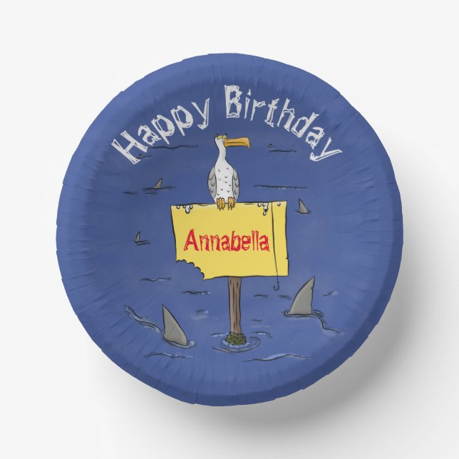 Bols En Carton Oiseau de mer amusant entouré de dessins animés de (Recto)