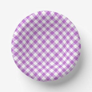 Bols En Carton Orchid Gingham Rétro Violet