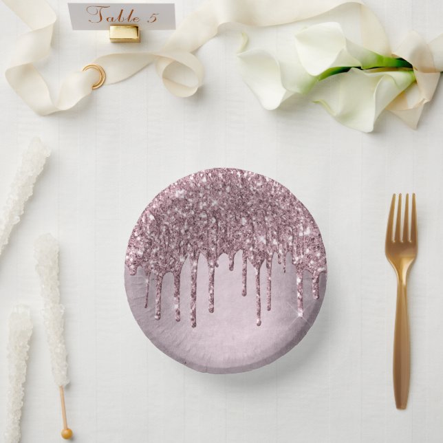 Bols En Carton Paillettes Mauve qui dégouttent | Rose Pâle Foncé  (Mariage)
