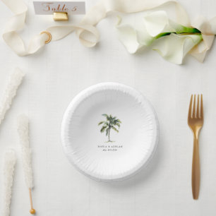 Bols En Carton Palm Tree minimal Mariage de plage tropicale