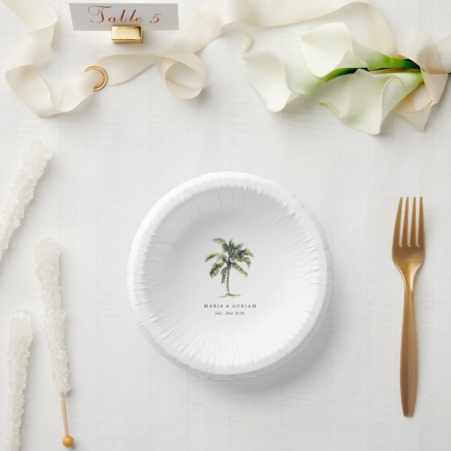 Bols En Carton Palm Tree minimal Mariage de plage tropicale (Mariage)