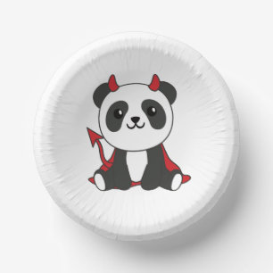 Bols En Carton Panda Halloween Cute Devil Enfants Sorcières Costu