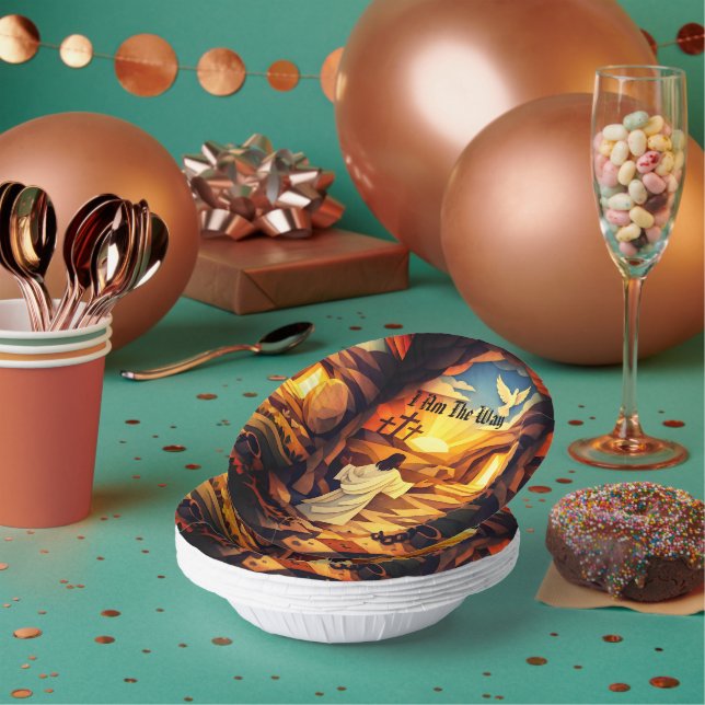 Bols En Carton Paper Bowls 7" Jesus Resurrection Paper Cut Art (Multi)
