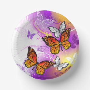 Bols En Carton Papillons monarques sur fond violet