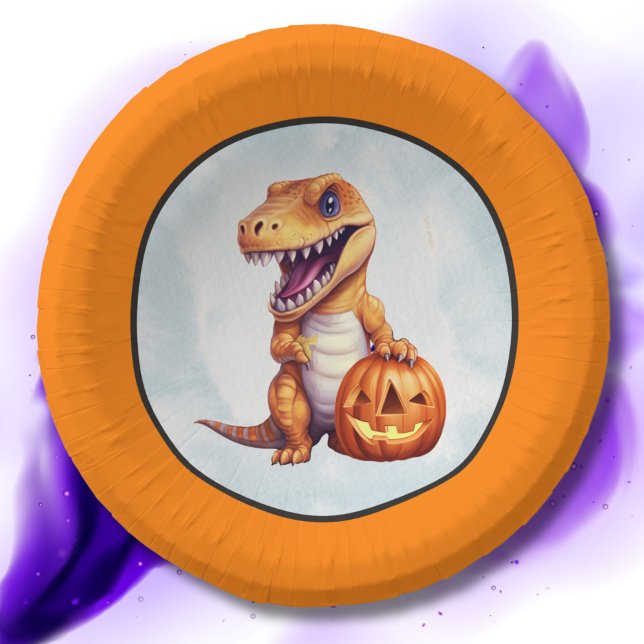 Bols En Carton Parti Dino-Mash d'Halloween (Orange dino Halloween bowl)