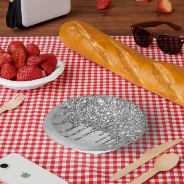 Bols En Carton Parties scintillant d'argent de dépôt | Platinum F (Pique-nique)