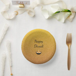Bols En Carton Parties scintillant or Diwali Glam Diya Lampe flam