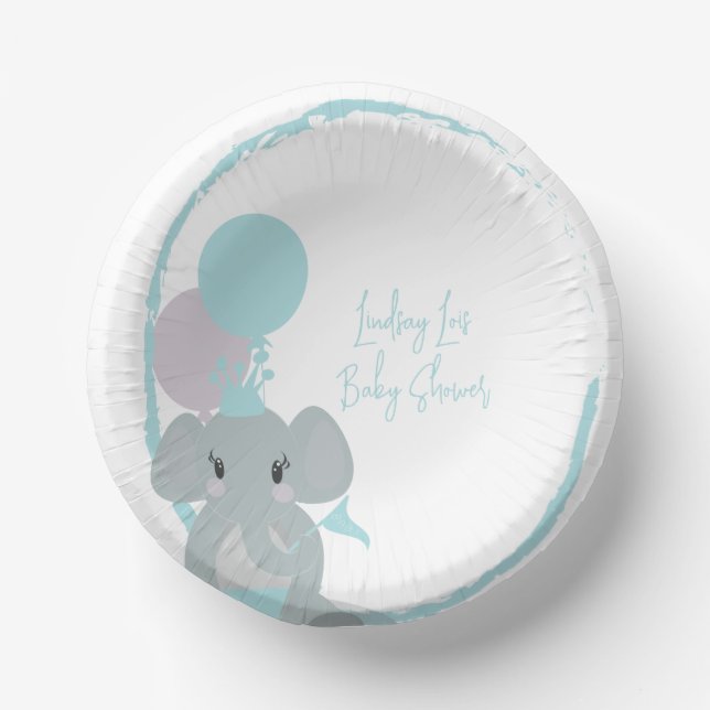 Bols En Carton Pastel Elephant Baby Girl Script Baby shower (Recto)