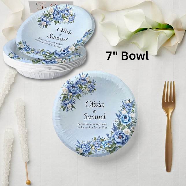 Bols En Carton Peony bleu sur Blue 7" (Créateur téléchargé)