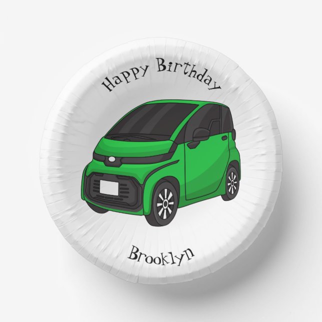 Bols En Carton Petite voiture verte de taille micro (Recto)