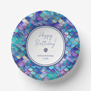 Bols En Carton Petites filles de la mignonne sirène fête d'annive