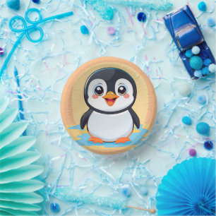 Bols En Carton Pingouin bleu mignon Visage zoo glace Anniversaire