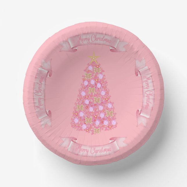 Bols En Carton Pink Christmas Tree Paper Bowl (Recto)