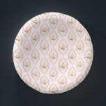 Bols En Carton Pink Cottage Floral Ogee Patterned<br><div class="desc">These paper plates are a sweet and feminine addition to baby showers,  birthday parties and more and feature a pattern of rounded ogee shapes with a little stem of coral flowers with green stems,  and small yellow dots inside.</div>