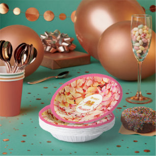 Bols En Carton Pink Elegant Moderne élégant Floral Fête Anniversa