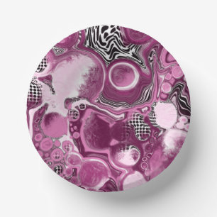 Bols En Carton Pink, Magenta et Black Fluid Art Pour Peinture