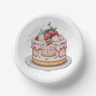 Bols En Carton Plaque de papier avec image de délicieux gâteau