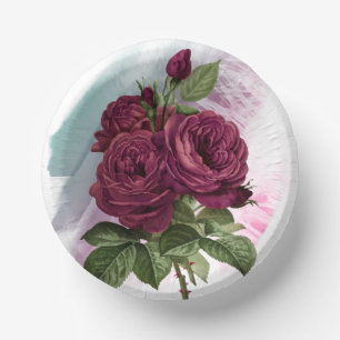 Bols En Carton Plaque papier Rose Bourgogne et soie verte