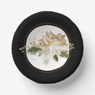 Bols En Carton Poinsettias Blanches et Feuilles de Parties scinti