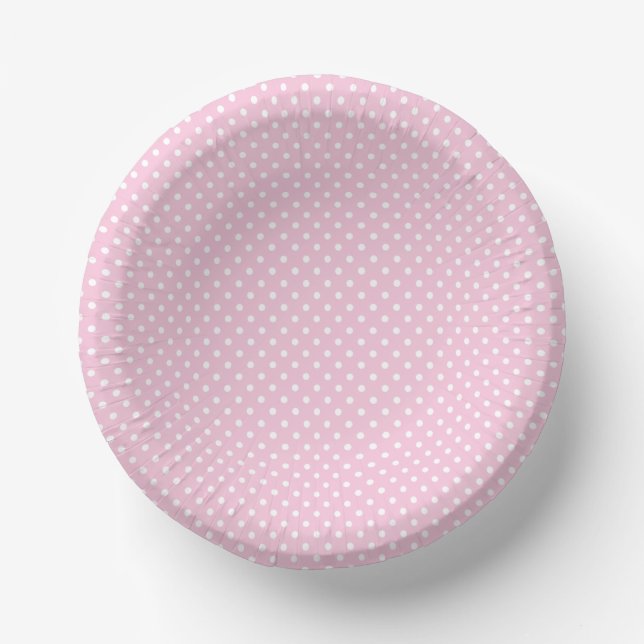 Bols En Carton Points classiques blancs et rose clair (Recto)