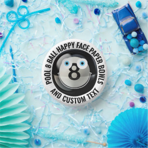 Bols En Carton Pool personnalisé 8 Ball Party BLUE EYES Happy Fac