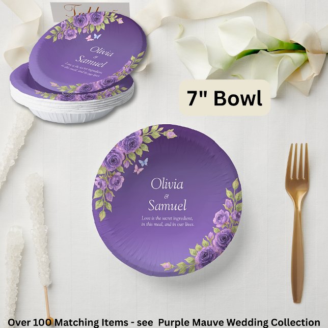 Bols En Carton Purple Mauve Flowers & White Wedding Suite  7" (Créateur téléchargé)