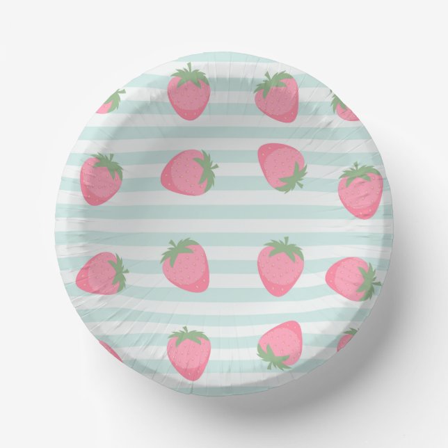 Bols En Carton Rayures fraise rose (Recto)