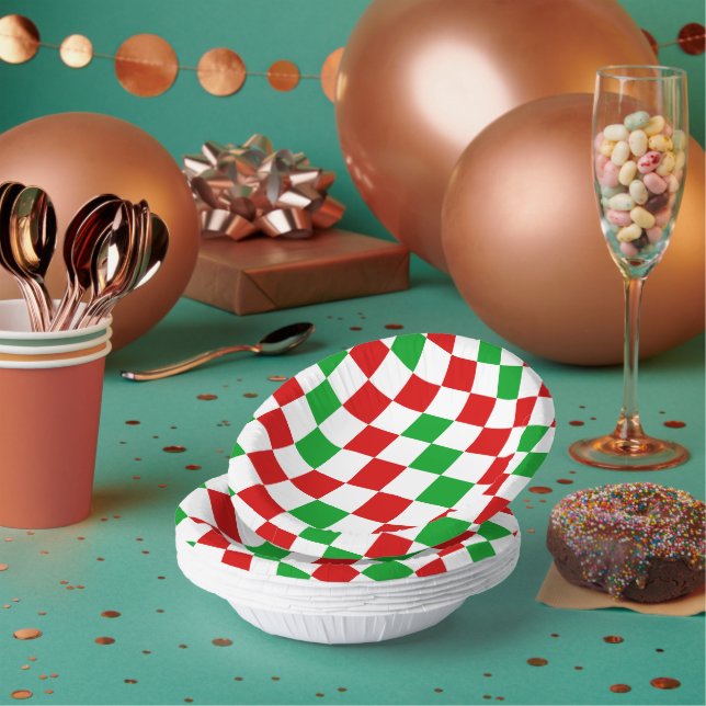 Bols En Carton Red White Green Checkered Pattern Design  (Multi)
