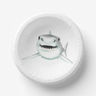 Bols En Carton requin aquarelle souriant gris vert océan animal
