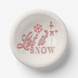 Bols En Carton Retro Bonhomme de Neige Laissez Tomber la Neige No