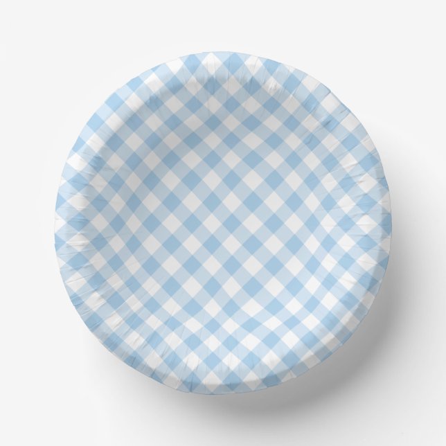 Bols En Carton Retro Gingham Bleu Bébé  (Recto)