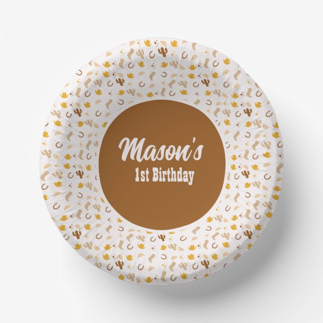 Bols En Carton Retro Rodeo Cowgirl Cowboy Boho Anniversaire (Recto)