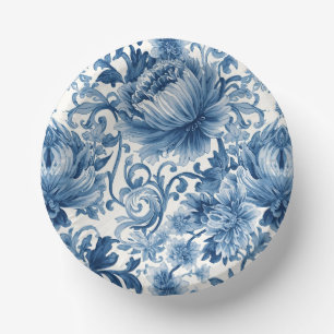 Bols En Carton Rêves bleus   Chinoiserie aquarelle florale blanch