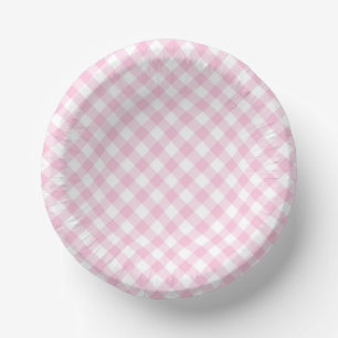 Bols En Carton Rose Pâle Gingham Rétro
