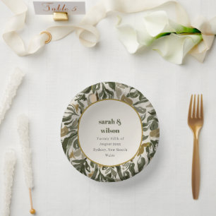 Bols En Carton Rustique Boho Retro Arch Mariage botanique vert