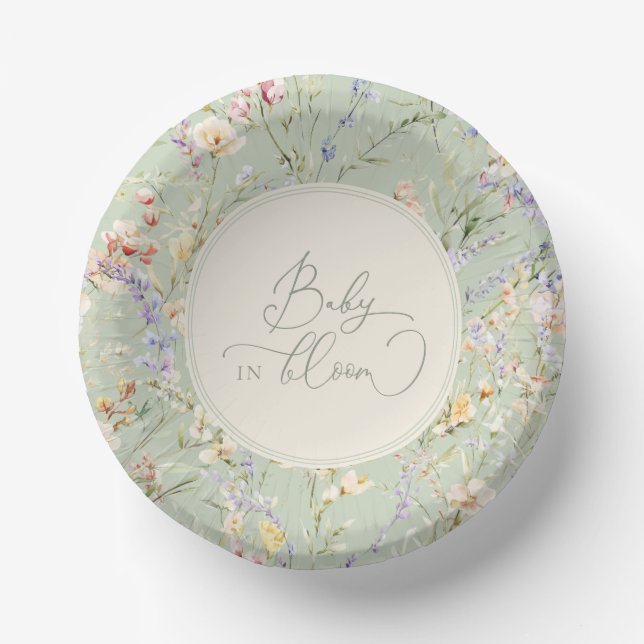 Bols En Carton Sage Green Wildflower Baby In Bloom Baby Shower (Recto)