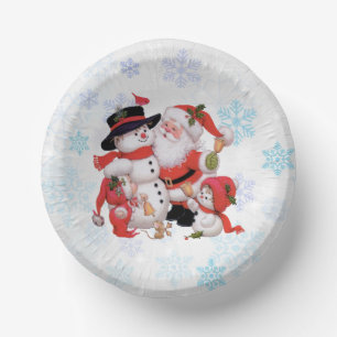 Bols En Carton Santa Claus Snowman Snow